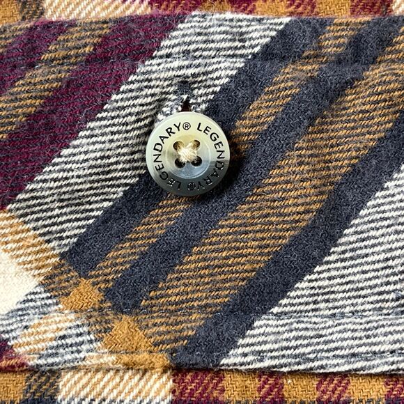 Legendary Whitetails Shirt Men 2XL Red Beige Flannel Button Corduroy Collar - Picture 4 of 13